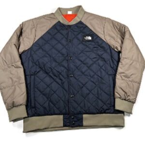 The North Face Men's Quilted Bomber Jacket - Navy and Tan